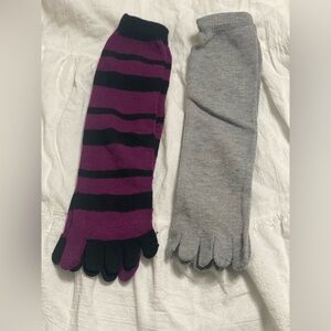 Source Unknown Purple and Gray Toe Socks